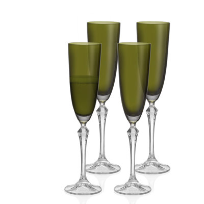 Flûte à champagne Vivid, tige, vert, 7 oz Ensemble de 4