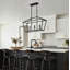 Lustre de salle à manger à 3 lumières de style maison de campagne linéaire industriel avec tige réglable à hauteur réglable noir mat-130218004
