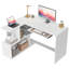 HOMCOM L-Shaped Corner Desk with Keyboard Tray and Open Shelves, White