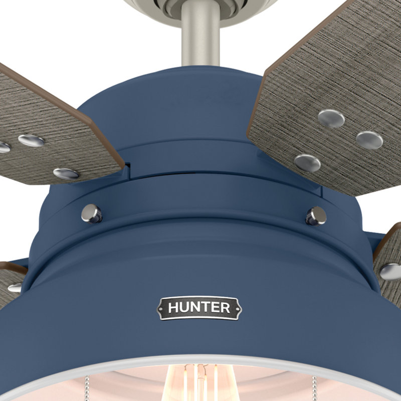 52" Indigo Blue Rustic Ceiling Fan with Light and Remote