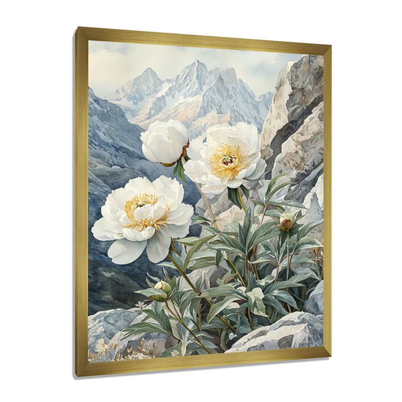 Chalda - Art mural sur toile florale, H 20 po x l 12 po, Reproduction encadrée d'une seule photo, Doré