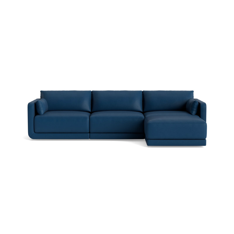 Eva Sofa With Chaise (116"), Leather - Deep Blue