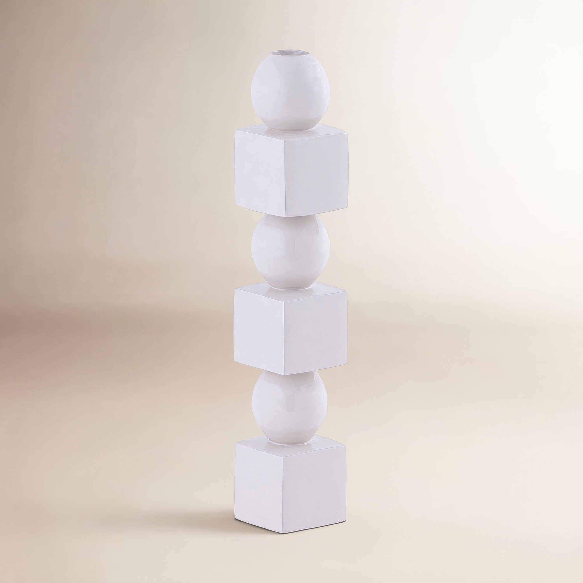 Aluminium Candle Holder Med, White, 11" H x 2" W x 2" D