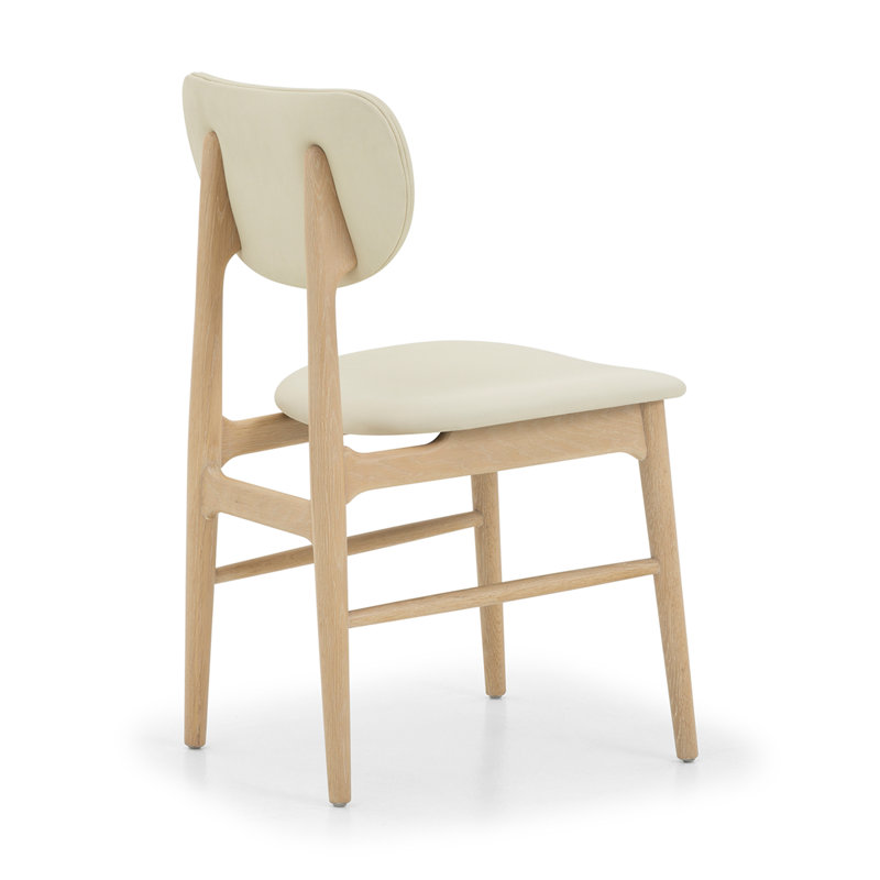Stella Upholstered Dining Chair, Saddle, White