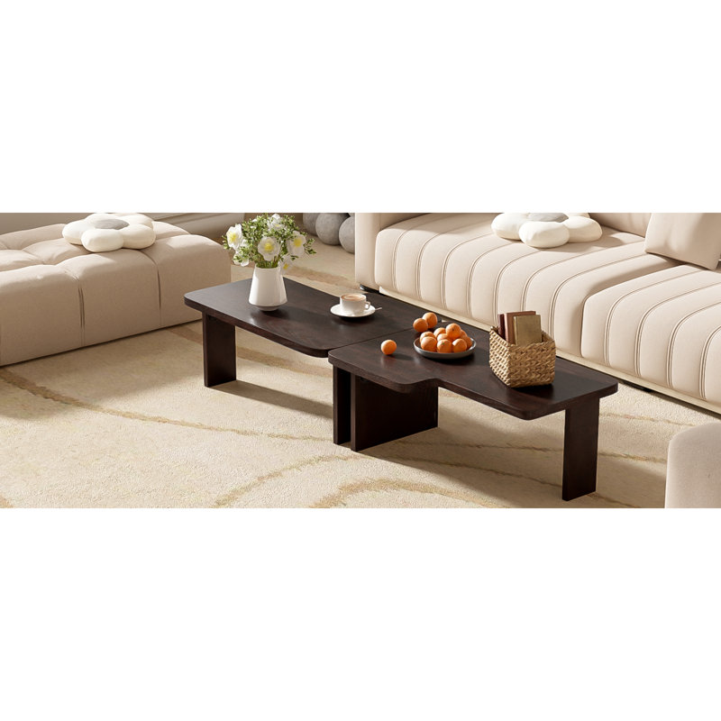 Ensemble de tables basses rectangulaires U-can au design épissé minimaliste moderne, multifonctionnel pour les espaces de salon.