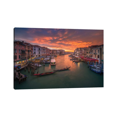 Grand Canal At Sunset ,View from the Rialto Bridge ,Venice 1 Piece Wrapped Canvas Wall Art