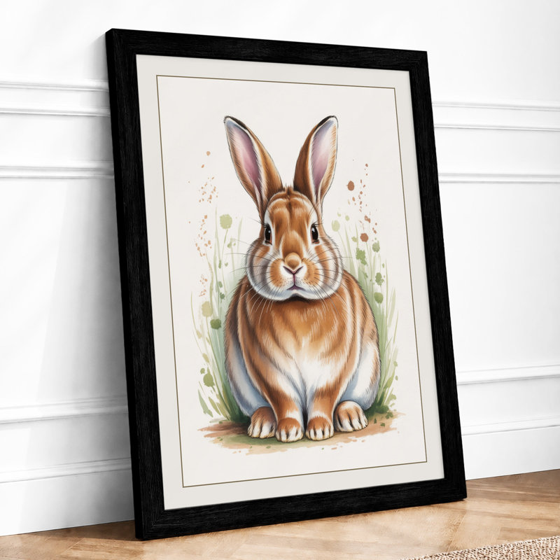 Gentle Rabbit Botanical - Print, A1 - 84.1 x 59.4 cm, Black