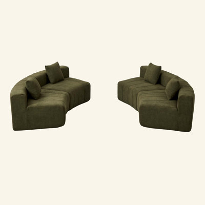 Canapé modulaire courbé en chenille avec 4 coussins, canapé modulaire courbé symétrique semi-circulaire pour la chambre à coucher, le salon, le bureau pour les loisirs ou la sieste, la salle de lecture et le hall d'entrée