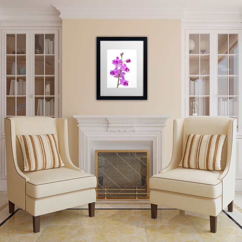 Purple Orchids Framed Canvas Art with White Matte, 16" x 20"