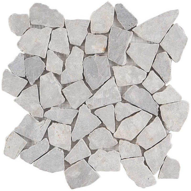 Nature 12x12 Tumbled Pebble Tumbled Mosaic Tile, Pram Gray