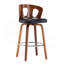Tabouret de bar pivotant en bois et en similicuir de style Mid-Century moderne avec dossier décoratif d'une hauteur de 26 pouces