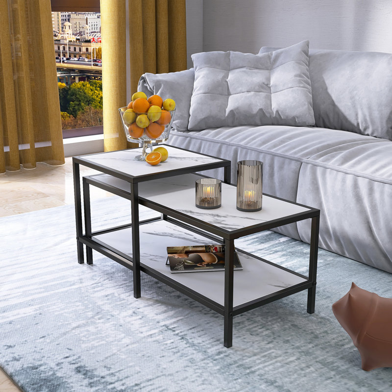 Table basse gigogne en bois 2 pièces Dewann, Noir