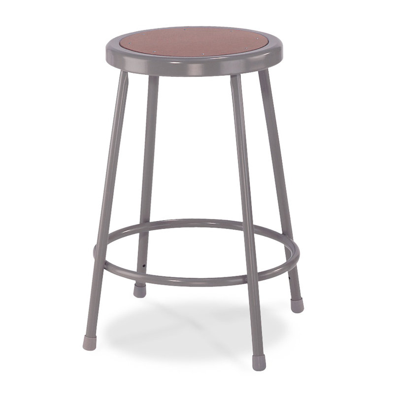 Durable 24" Gray Steel Industrial Stool for Workshops and Labs