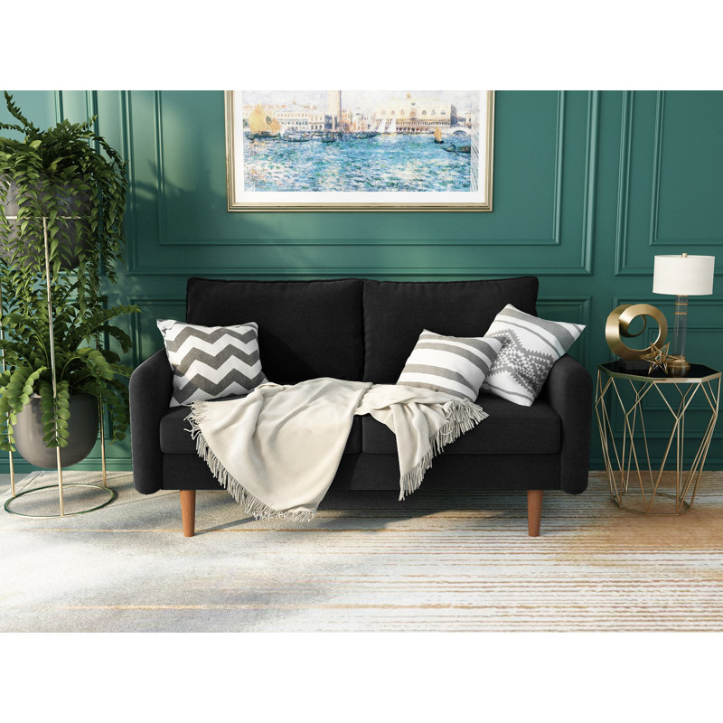 Morrone 57.8'' Velvet Loveseat, Black 