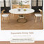 Ensemble de table de salle à manger, table de salle à manger extensible ronde avec base en métal, 4 chaises à structure en bois