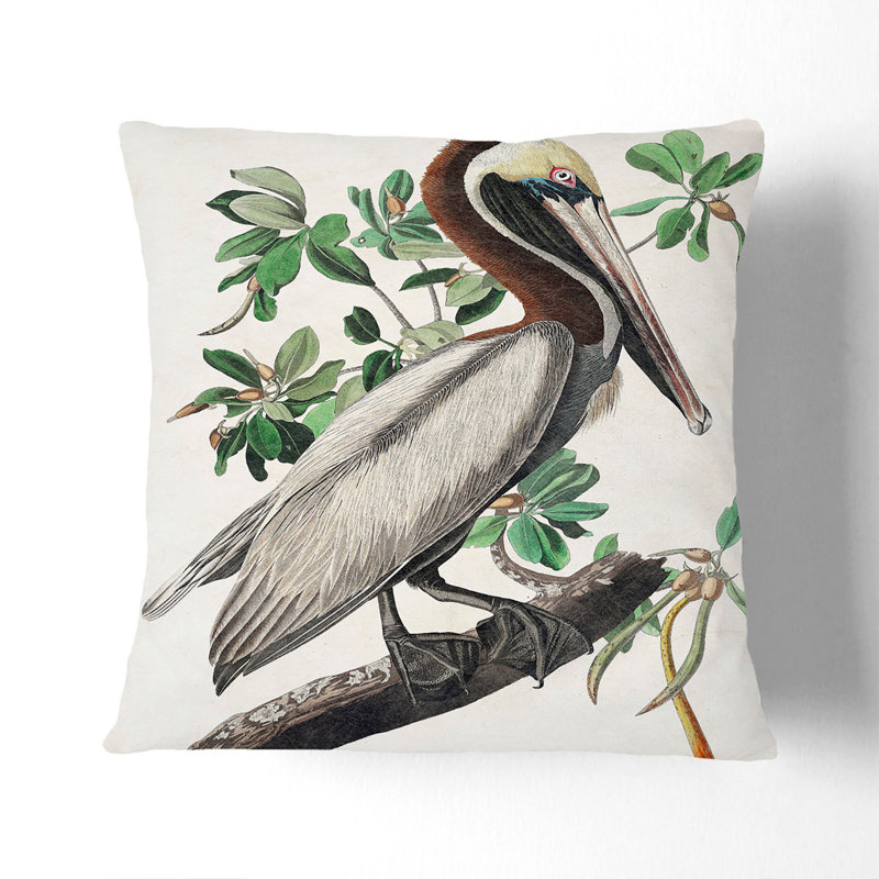 Brown Pelican Square Throw Cushion, 40cm H x 40cm W x 15cm D