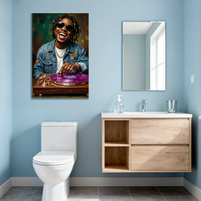 Fashion Dj With Purple Vinyl And Sunglasses