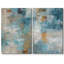 "Abstract Paint Effect", sarcelle brune, collage grunge - impression sur toile-87607415-87607417-119400724