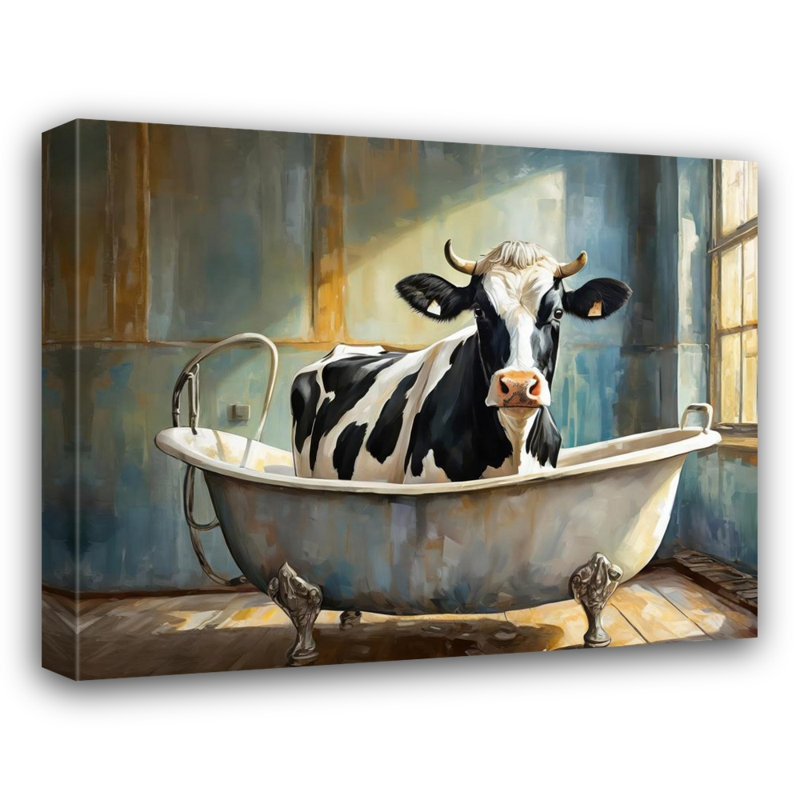 «Cow Bathaign 2» sur toile, H 26 po x l 32 po