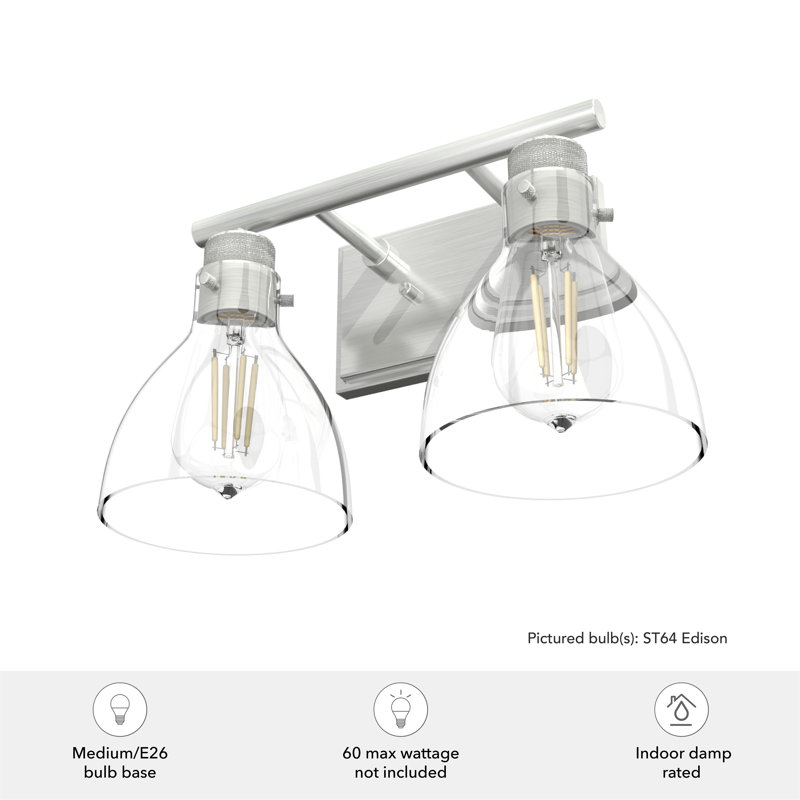 Brushed Nickel Dual Glass Shade Outdoor Vanity Light