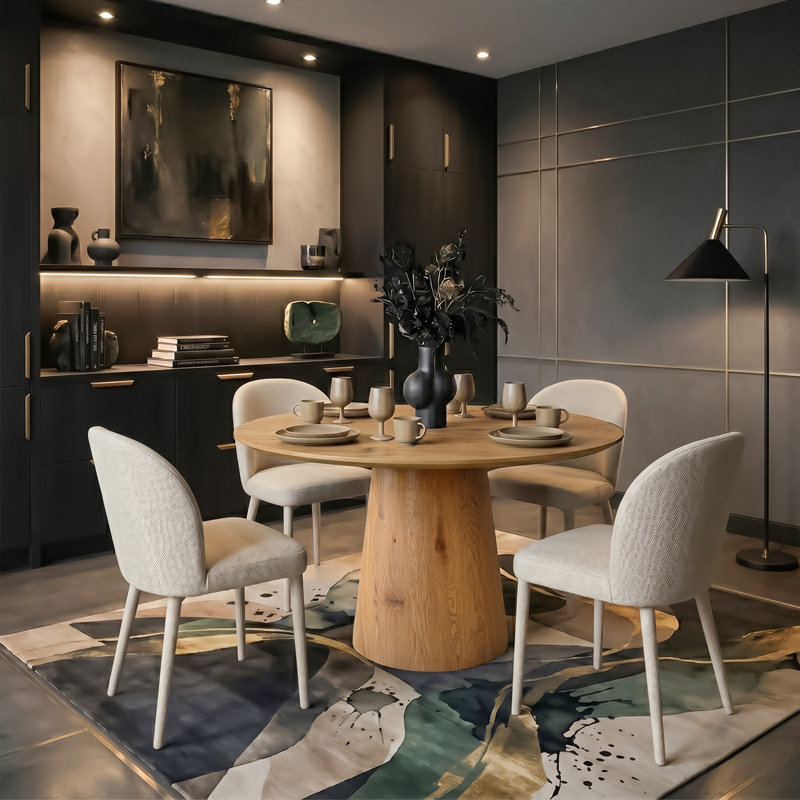 Ensemble de table de salle à manger extensible moderne de 47 à 83 po avec chaises rembourrées pour 4 à 8 personnes, Beige