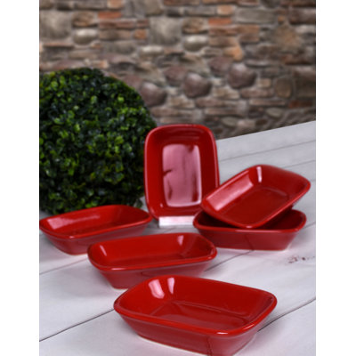 Premium Red Ceramic Platter Set, 5.1 x 3.9 x 1.2 inches | 100% Antibacterial, Easy Clean, Water-Resistant, Thermal Shock Resistant | Dishwasher & Microwave Safe, Ideal for Entertaining & Everyday Use
