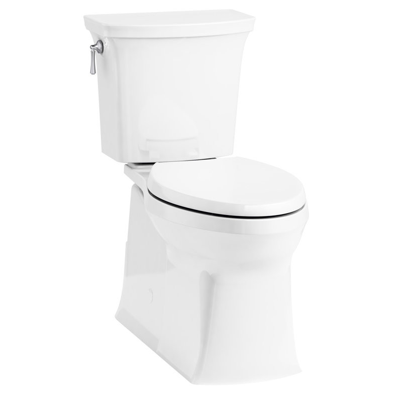 Corbelle™ 1.28 GPF Water Efficient Elongated Two-Piece toilet (Seat Not Included), White, Left-Hand