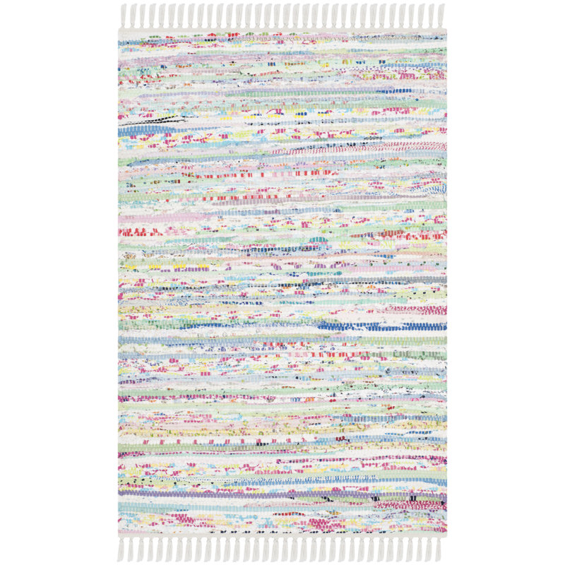 Fales Rug Hand Woven Cotton Striped Rug, Rectangle 2'3" x 5'