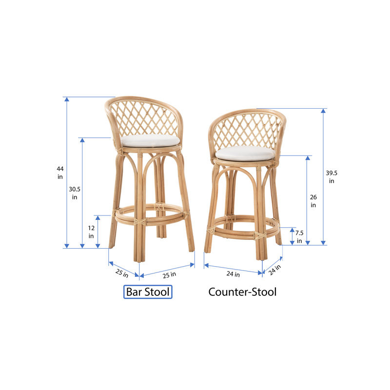 Tabouret de bar et de comptoir Sandi, Tabouret de bar (hauteur du siège de 30,5 po), Naturel
