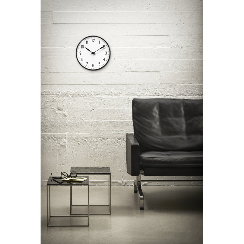Station Metal Analog Wall Clock, White/Black, Extra Large