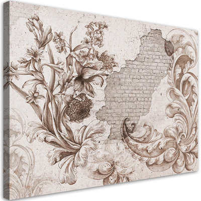 Leaves on a Fresco - Wrapped Canvas Art Print