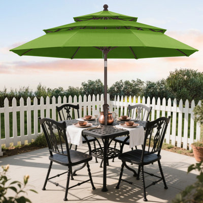 Parasol de marché en oléfine 9 'à 3 niveaux avec inclinaison et manivelle