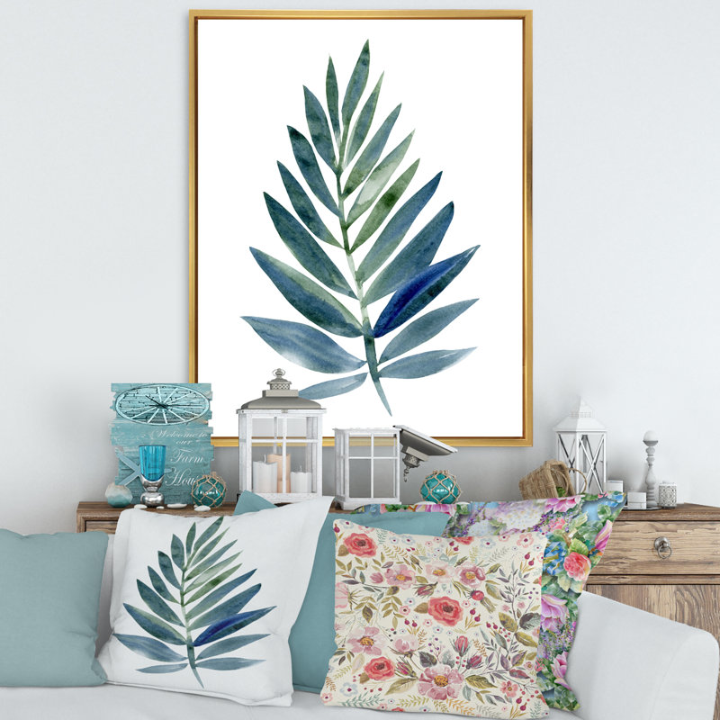 «Tropical Green Leaf», reproduction sur toile flottante, Encadrement doré, H 32 po x l 24 po x P 1 po