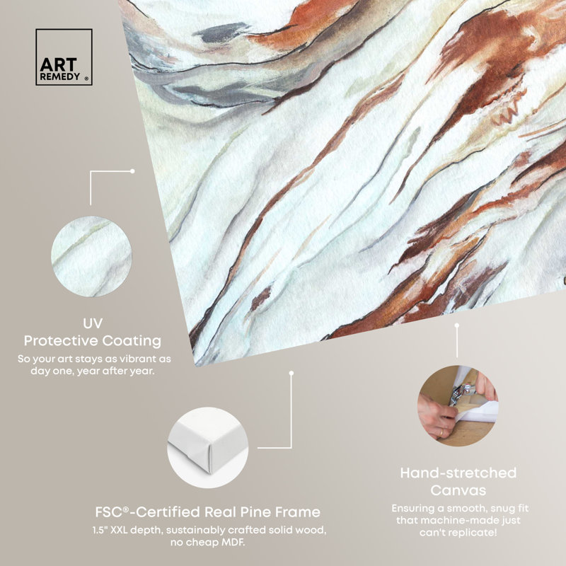 Gold Splashes Abstract Canvas Wall Art in Wooden Frame