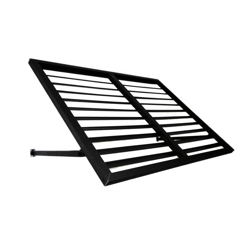 Awntech Bahama Shutter Metal Fixed Awning, Black, 24" H x 92" W x 36" D