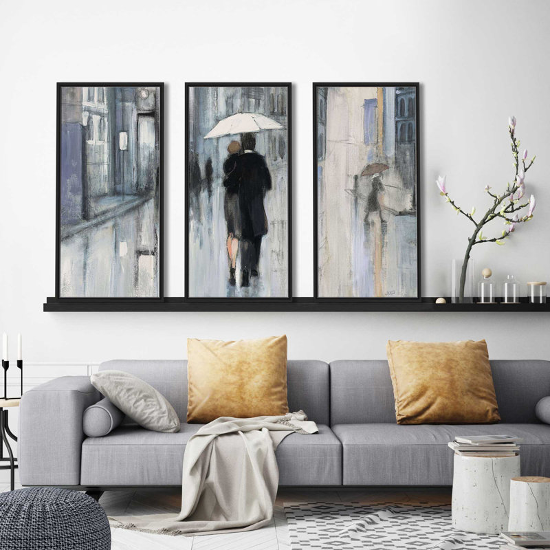 «Spring Rain New York Neutral Crop», reproduction sur toile flottante 3 pièces, H 33,5 po x l 52,5 po x P 2 po