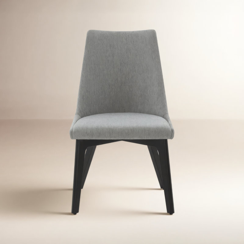 Emestina 19.5'' H Linen Upholstered Side Chair, Black Frame/Gray Cushion