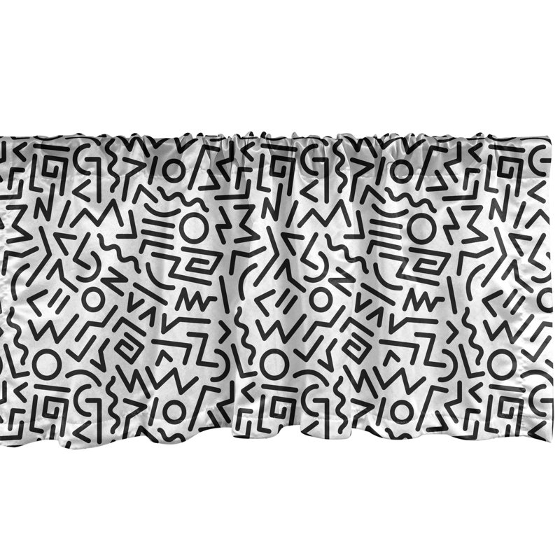 Black and White Geometric Satin Valance Set