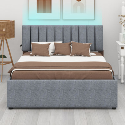 Upholstered Platform Bed With Trundle