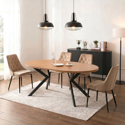 250 cm Extendable Dining Table with Steel Base