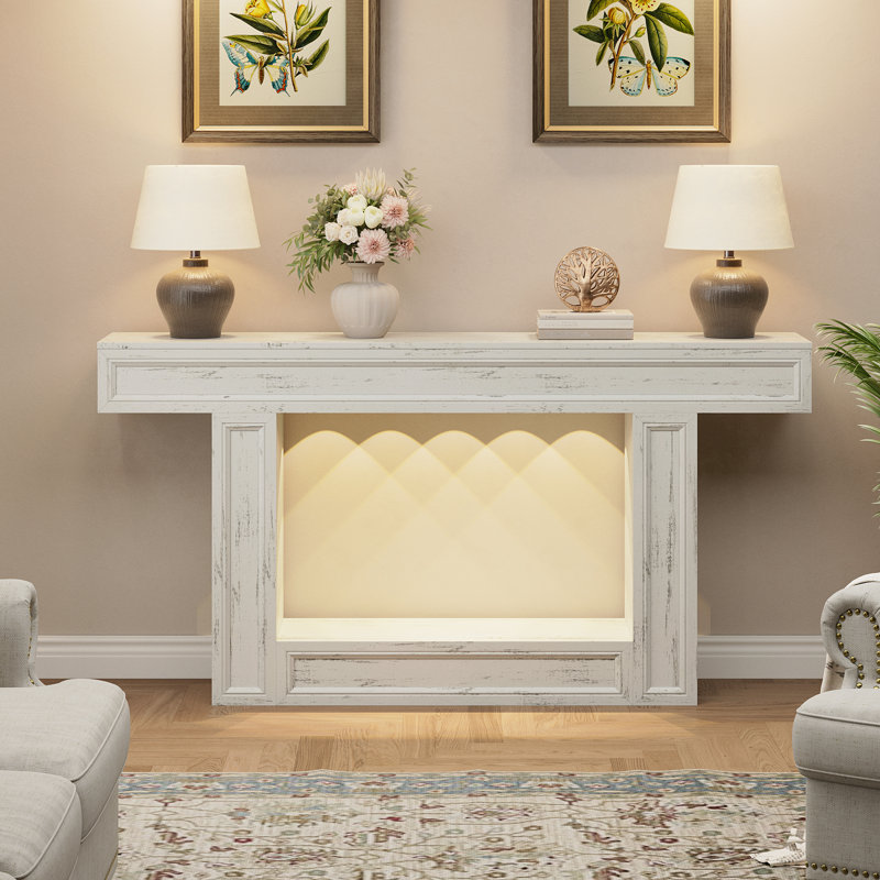 63"W Console Tables,Wood Entryway Tables,Narrow Sofa Tables for Living Room,Foyer, White