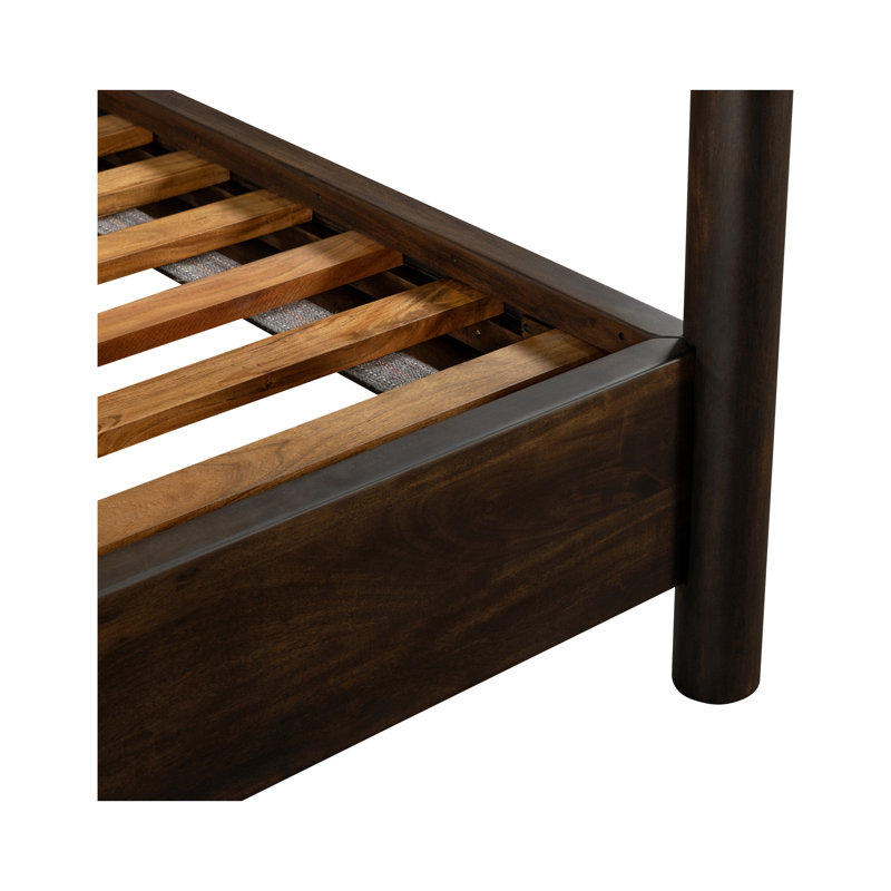 Devin Leather Canopy Bed, Brown, King