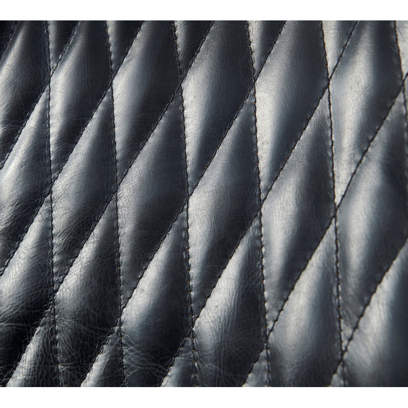 Fauteuil à large de 31 po Atrakchi, Cuir véritable noir