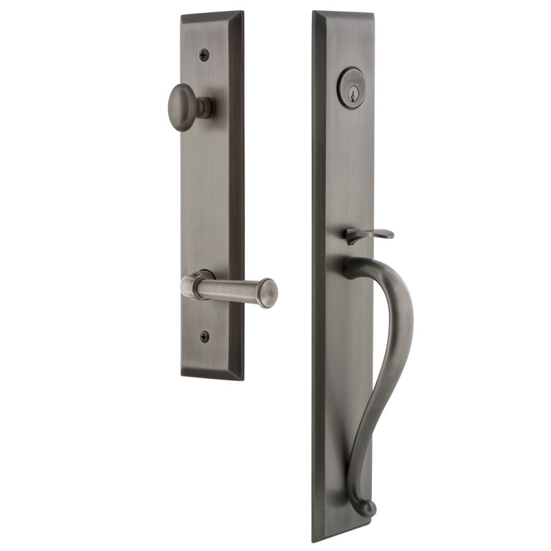 Fifth Avenue One-Piece Dummy Handleset with S Grip and Georgetown Lever, Right, Antique Pewter
