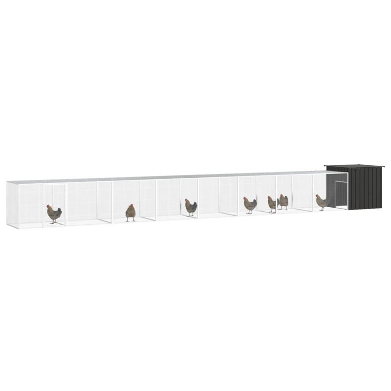 Cage à poulet Davier, Gris anthracite, H 39,4 po x l 35,8 po x L 275,6 po