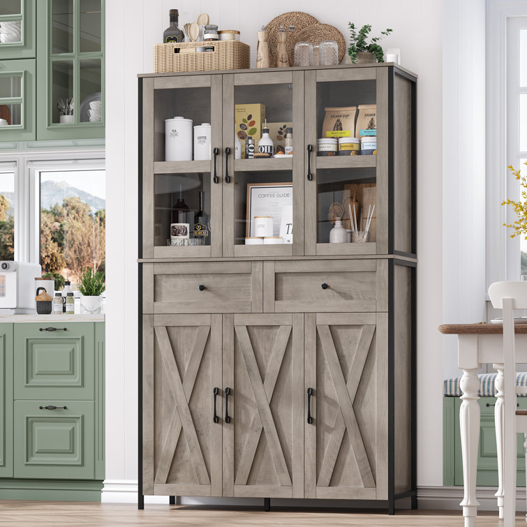 Kitchen Pantry With Large Drawers and Farm Doors
