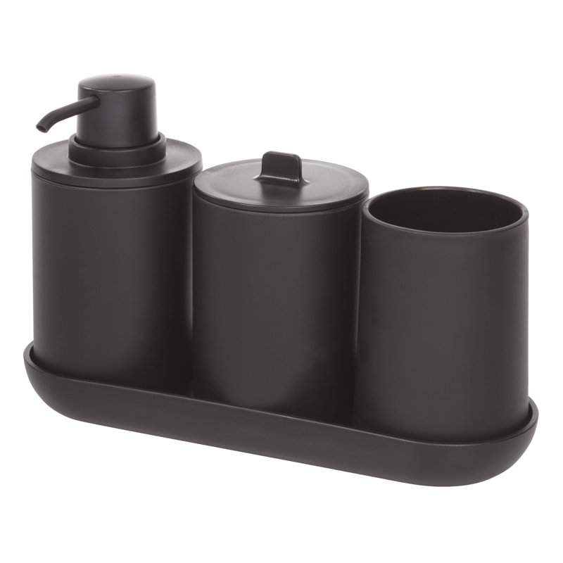 Matte Black Plastic 4-Piece Bathroom Accessory Set