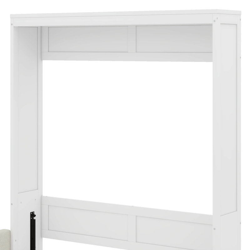 Lit escamotable avec coussin Shinpei, Blanc, Grand lit