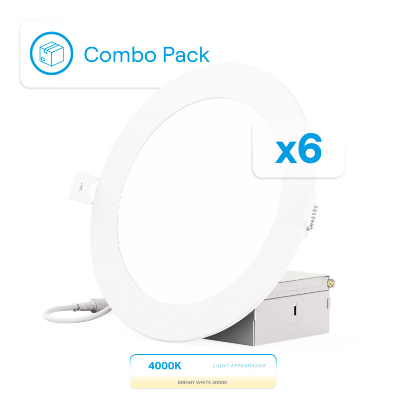 6.3'' 12 Watt Dimmable Air-Tight IC Rated LED Canless Recessed Lighting Kit