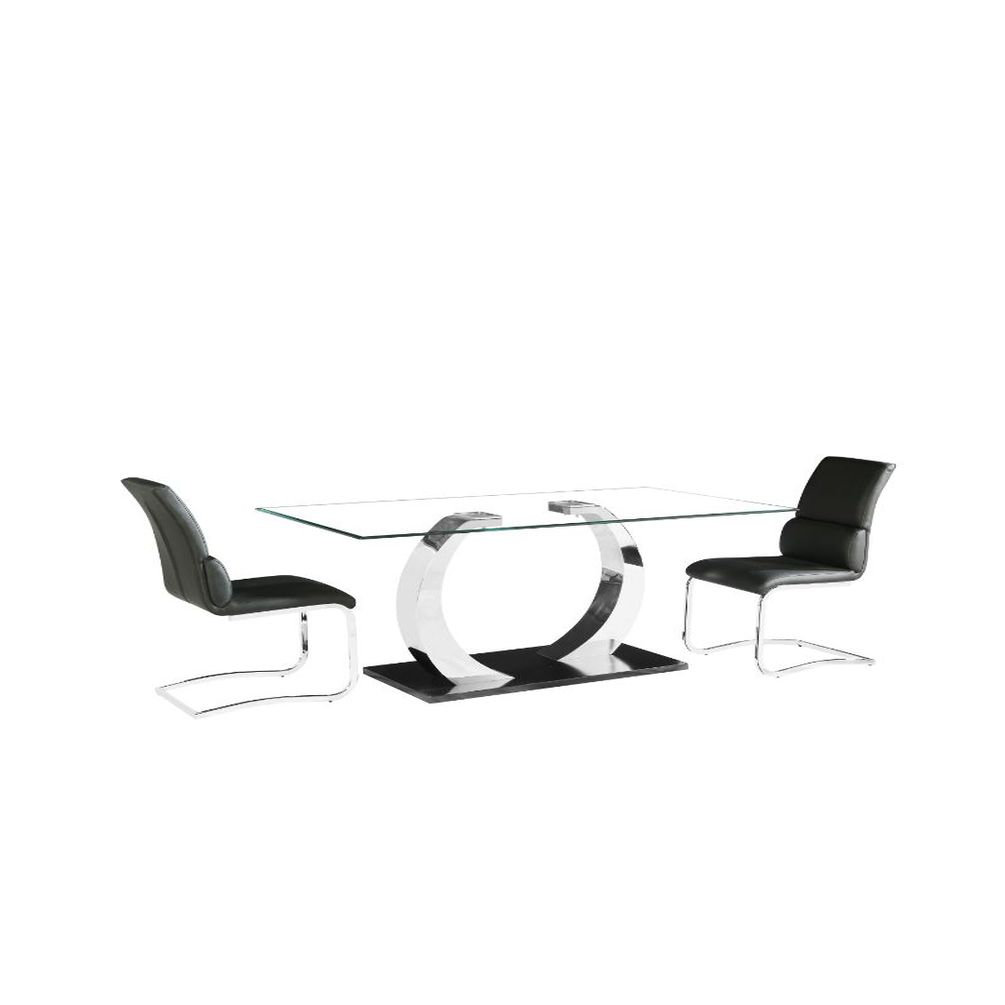 Everly Quinn Clear Tempered Glass Top With Gold Finish Stainless Steel ...